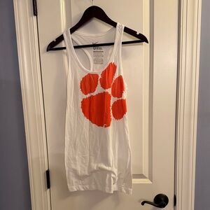 Nike White and Orange Tank Top Clemson